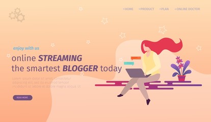 Obraz premium Girl Blogger Creating Content for Social Media