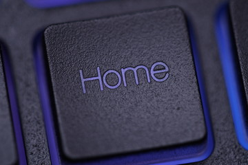 Closeup of laptop keyboard illumination, backlit keyboard