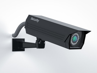 Black CCTV security camera. 3d rendering illustration