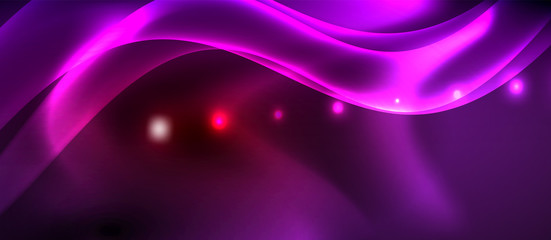 Neon color wave lines abstract background, magic techno futuristic light