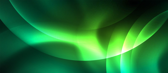Fototapeta premium Neon glowing circles vector abstract background