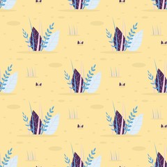 Abstract Leaves Grass Vector Seamless 