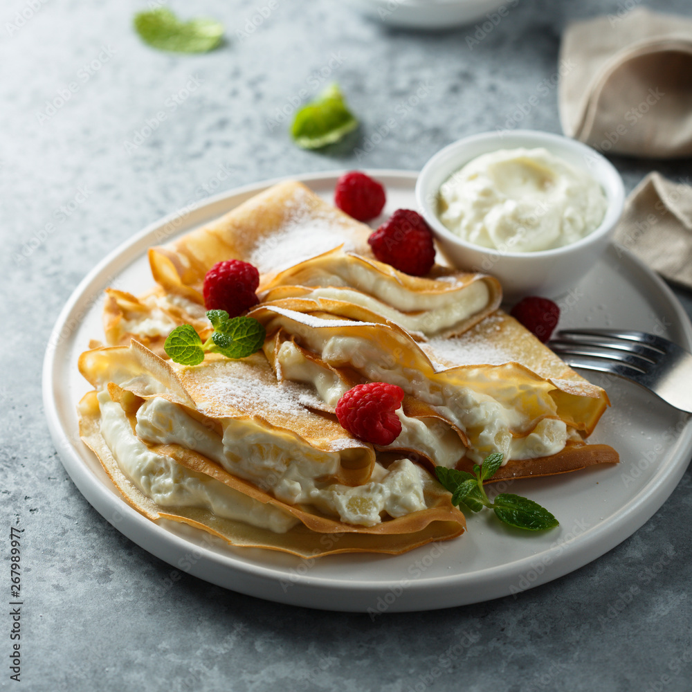 Canvas Prints crepes stuffed with cottage cheese cream