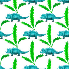 Fototapeta premium Seamless pattern with dinosaurs