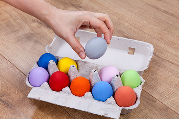 Fototapeta na wymiar Easter eggs isolated on wooden background 
