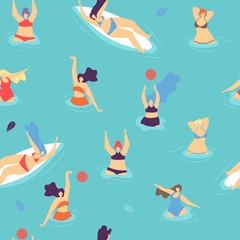 Seamless Pattern Body Positive Woman