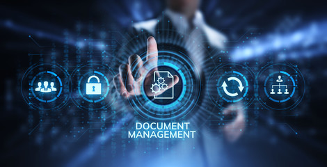 Document management system digital right management business technology concept.