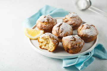 Homemade lemon cottage cheese muffins
