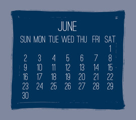 June year 2019 monthly calendar
