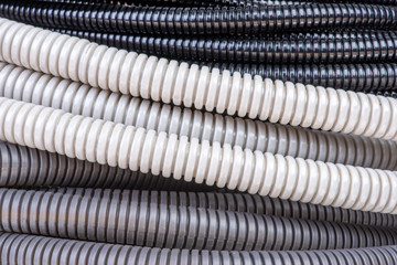 Electrical plastic corrugated pipe as background