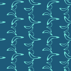 Fototapeta na wymiar Simple seamless pattern with hand drawn flying boomerangs. Soft design in dark shades for textile, wrapping paper, prints, fabric, wallpaper, web etc.