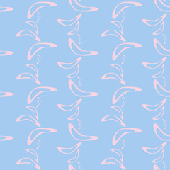 Fototapeta premium Simple seamless pattern with hand drawn flying boomerangs. Soft design in pale shades for textile, wrapping paper, prints, fabric, wallpaper, web etc.