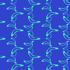 Fototapeta na wymiar Simple seamless pattern with hand drawn flying boomerangs. Soft design in pale shades for textile, wrapping paper, prints, fabric, wallpaper, web etc.