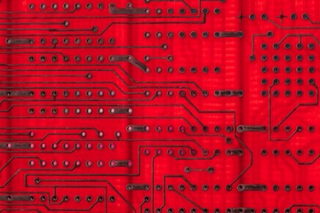 Empty circuit board, pcb printed technology,  background microchip.