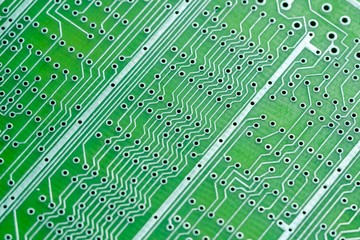Empty circuit board, pcb printed technology,  macro abstract.