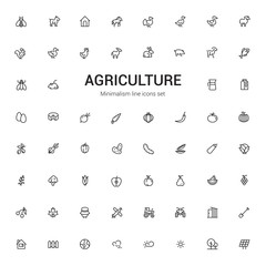 Agriculture, livestock, farm, vegetable garden. Minimalism symbols. Line icons set.