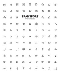 Line icons transport symbols