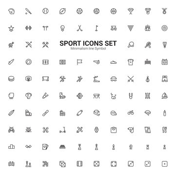 Sport and active lifestyle. Line icons set. Minimalism symbols.