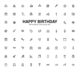 Happy Birthday Minimalism line icons set