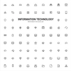 Information Technology, Internet, computers. Minimalism line icons set