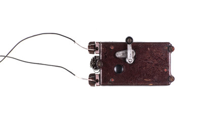 old detonator for dynamite isolated on white background