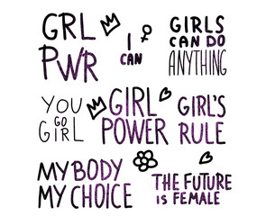 Girl power quotes. Vector illustration.