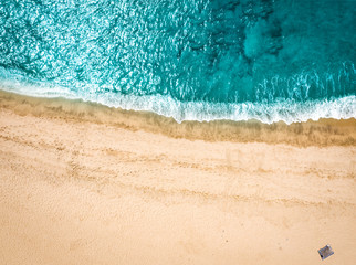 Fototapeta na wymiar Aerial view of summer beach and ocean of Gran Canaria island 