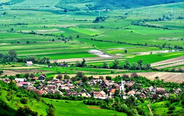 a rural village in Romania seen from above