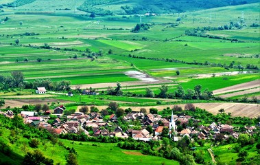 Fototapeta premium a rural village in Romania seen from above