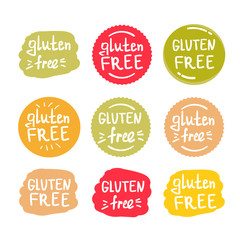 Vector round colorfull eco label with text - gluten free.