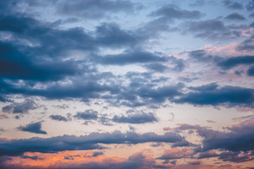 Obraz premium Beautiful Blue Sky with Dramatic Clouds. Nature Spectacles