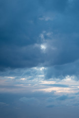 Obraz premium Beautiful Blue Sky with Dramatic Clouds. Nature Spectacles