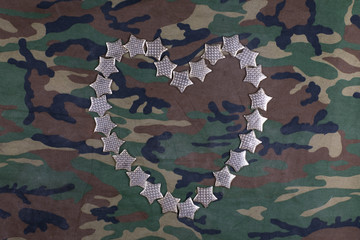 military heart,military fabric with stars