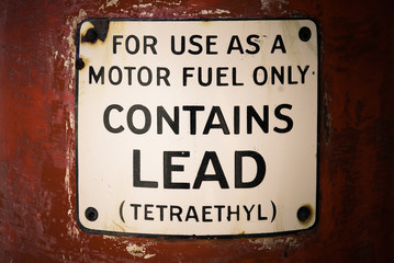 Contains Lead Warning on Vintage Gas Pump