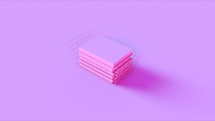 Pink Stack of Files in a Wire Basket
