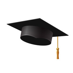 Graduation cap on white background, vector illustration.