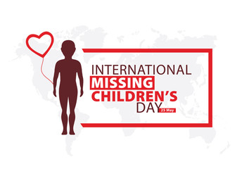 International Missing Children's Day. Boy with balloon. Lost children vector illustration.