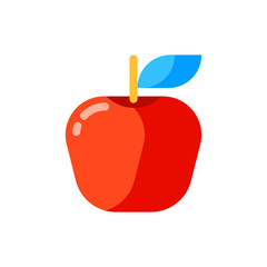 Icon of red apple in flat style.