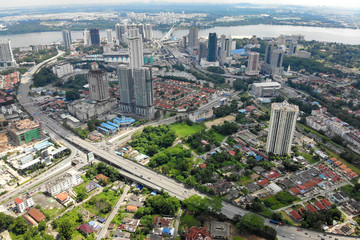 Aerial view of southern city of Malaysia, Johor Bahru