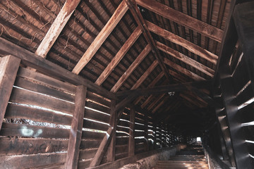 Fototapeta na wymiar Wide view of the Scholars Stairs in Sighisoara