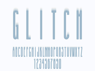 Minimalistic font with glitch effect. Vector illustration