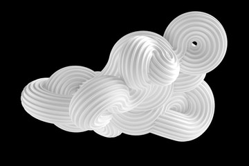 Abstract white shape on a black background. 3d illustration, 3d rendering.