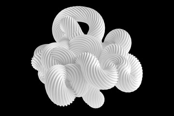 Abstract white shape on a black background. 3d illustration, 3d rendering.