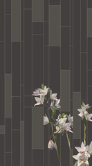 art deco elements and orchid flowers background