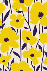 tropical flowers minimal pattern