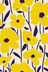 Stickers pour porte Motifs floraux motif minimal de fleurs tropicales