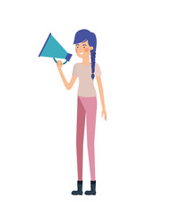 young woman with megaphone in the hand