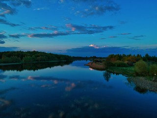 view of lake in summer in Minsk Region of Belarus