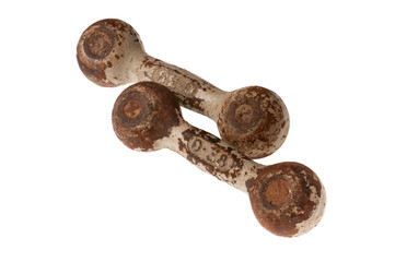 old dumbbells with rust