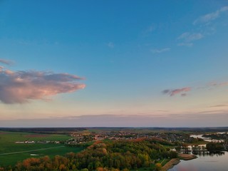 view of city at sunset in Minsk Region of Belarus